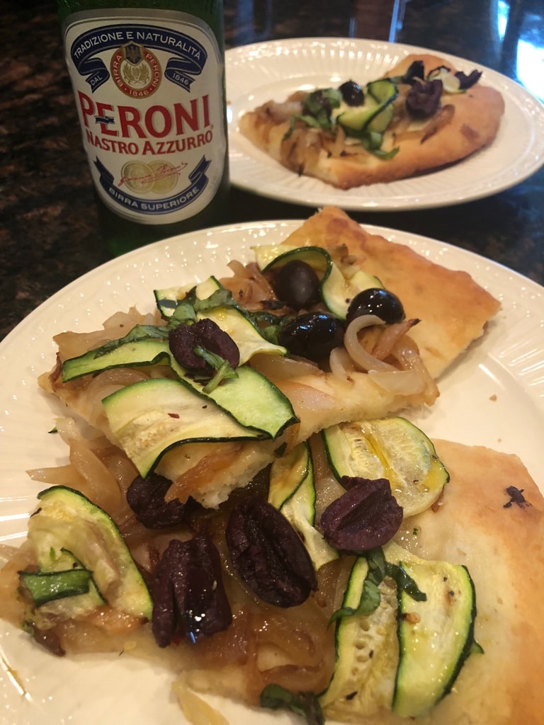 Zucchini and Carmelized Onion Pizza