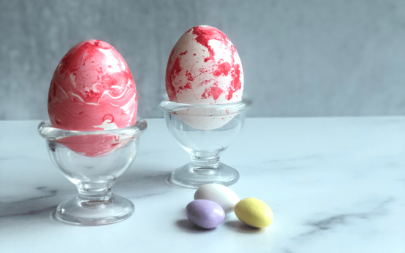 Marbleized decorated Easter eggs
