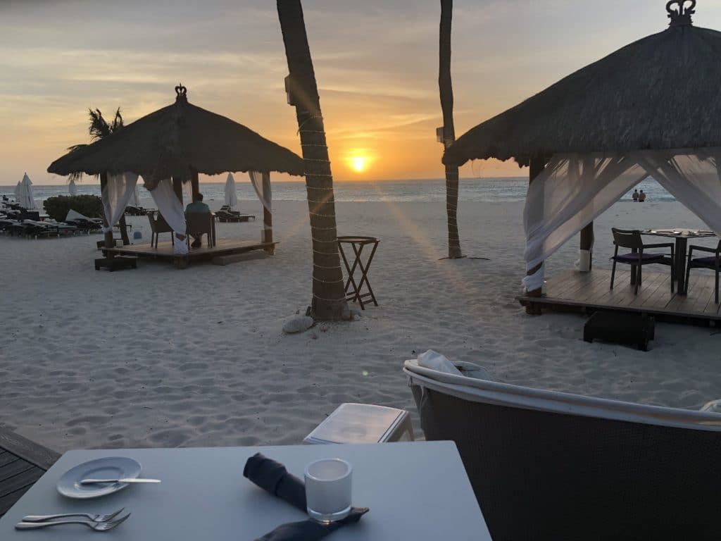 Breathtaking Aruban sunset at Elements Restaurant